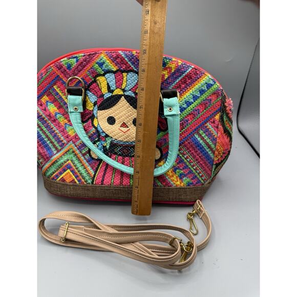 Colorful Mexican Folk Art Tote Bag with Doll Design & Floral Print - Picture 6 of 9